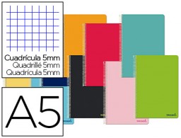 Cuaderno espiral Liderpapel Smart A5 tapa blanda 80h 60g/m² microperforadas c/5mm. 4 taladros colores surtidos